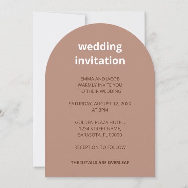 QR Code Mocha All In One Wedding Invitation (Front)