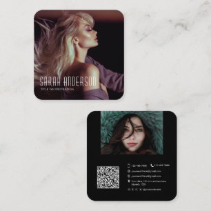 QR code Models dancers actress photographer photo Square Business Card