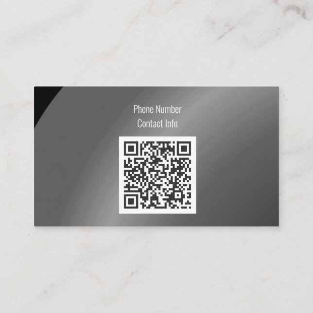 Qr Code Moderate Black Modern Neat Shaded Business Card (Back)