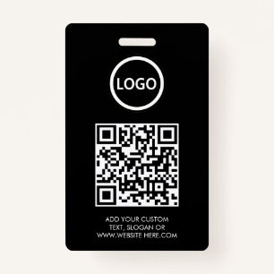 QR Code Modern Black Business Logo Event Badge