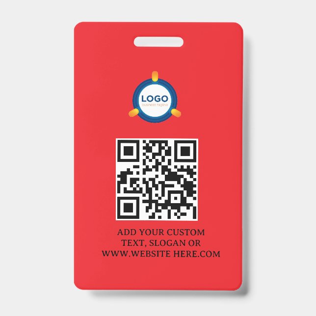 QR Code | Modern Black Business Logo Event Badge (Front)