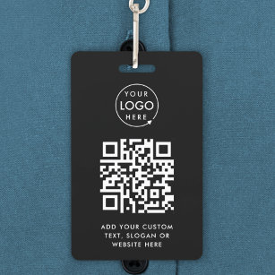 QR Code   Modern Black Business Logo Event Badge