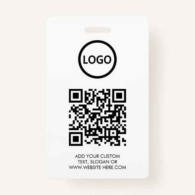 QR Code | Modern Black Business Logo Event Badge (Front)