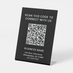 QR Code Modern Business Black Pedestal Sign