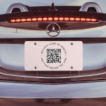 QR Code | Modern Business Blush Pink Round License Plate<br><div class="desc">A simple custom blush pink QR code license plate template in a modern minimalist style which can be easily updated with your QR code,  business name or website and custom text,  eg. scan me to...  #QRcode #licenseplate #business</div>