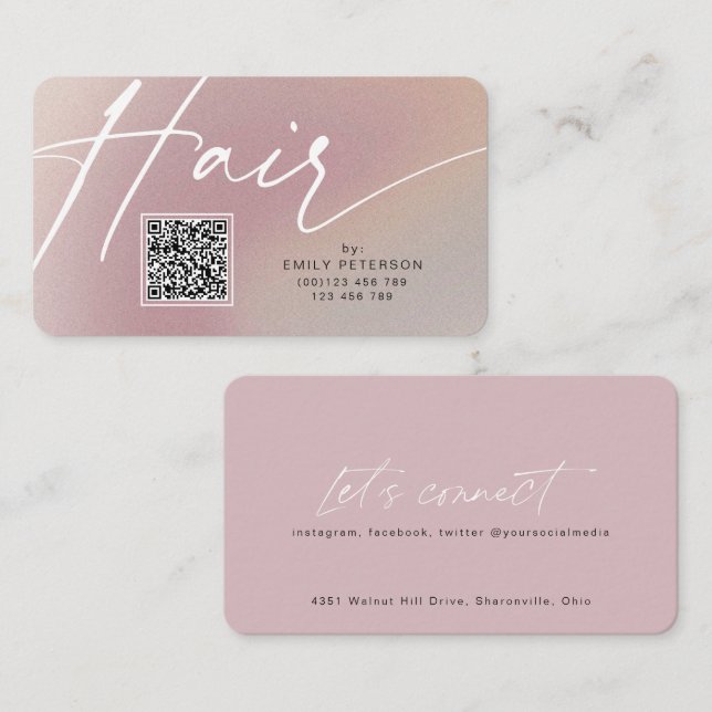 QR code modern business cards for hair stylist (Front/Back)