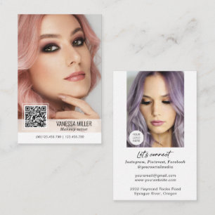 QR Code modern business cards for makeup artist