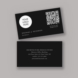 QR CODE modern business logo professional black Card