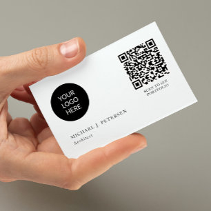 QR CODE modern business logo professional white Card
