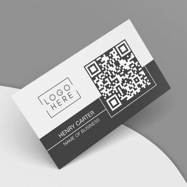 QR Code Modern Charcoal Black Soft Grey Logo Business Card (QR Code Modern Charcoal Black Soft Grey Logo Business Card)