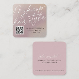 QR code modern chic makeup and hair style Square Business Card