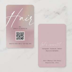 QR code modern chic trendy hair styling vertical Business Card