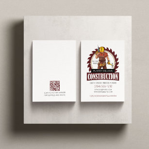 QR Code Modern Construction Professional Vertical Business Card