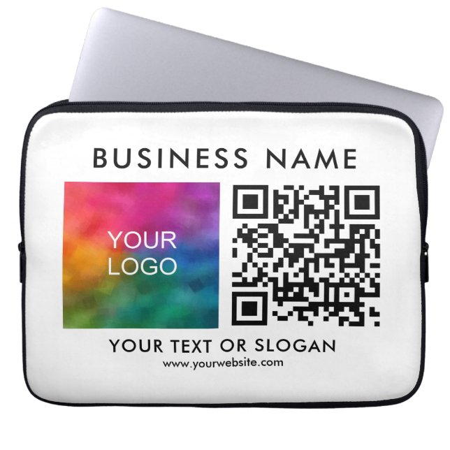 QR Code Modern Custom Template Business Logo Laptop Sleeve (Front)