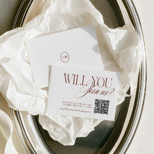 QR Code Modern Deep Terracotta Wedding RSVP Card