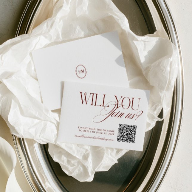 QR Code Modern Deep Terracotta Wedding RSVP Card (QR Code Modern Deep Terracotta Wedding RSVP Card)