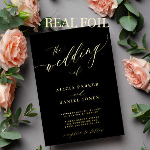 QR code modern elegant gold black wedding 