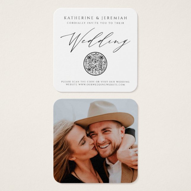 QR Code Modern Elegant Wedding Invitation (Front & Back)