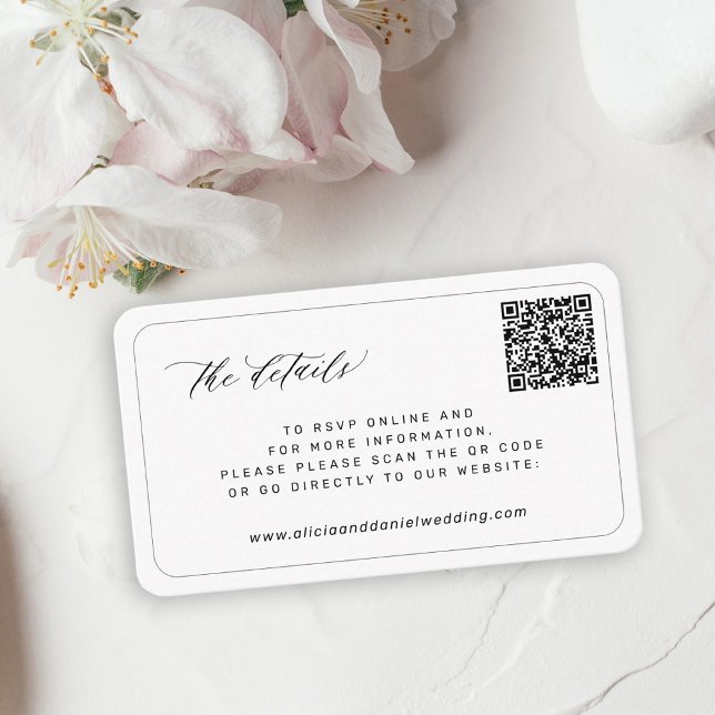 QR CODE modern elegant wedding website details Enclosure Card (Creator Uploaded)