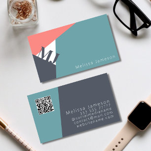 QR Code modern geometric minimalist monogram Business Card