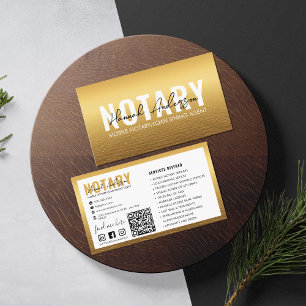 QR Code Modern Gold Mobile Notary Public Business Card