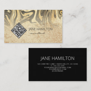 QR Code Modern Gold Profile Business Card