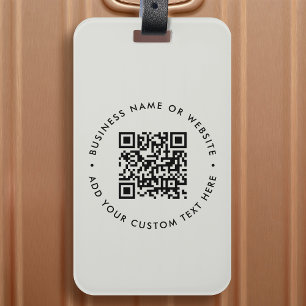 QR Code Modern Grey Professional Business Website Luggage Tag