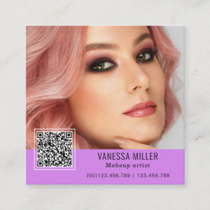 QR Code modern make up artist square Square Busine Business Card