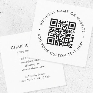 QR Code   Modern Minimal Simple White Professional Square Business Card