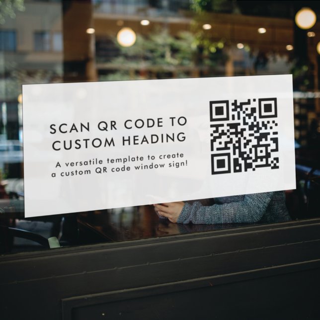 QR Code | Modern Minimal Simple White Promotional Window Cling (Creator Uploaded)