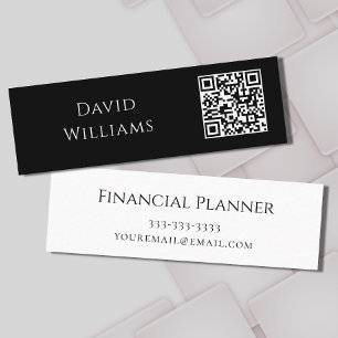 QR code Modern Minimalist Black White  Mini Business Card
