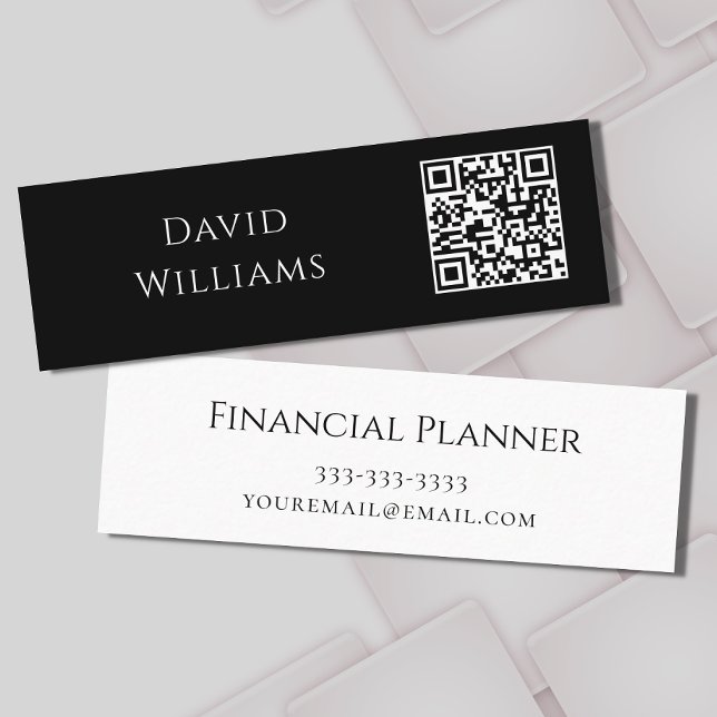 QR code Modern Minimalist Black White  Mini Business Card (Creator Uploaded)