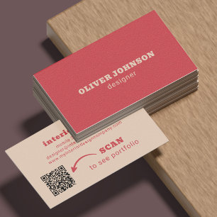QR code modern minimalist bold typography red Business Card