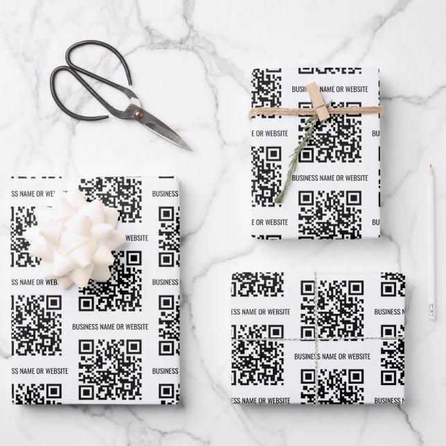QR Code Modern Minimalist Business   Wrapping Paper Sheet (Front)