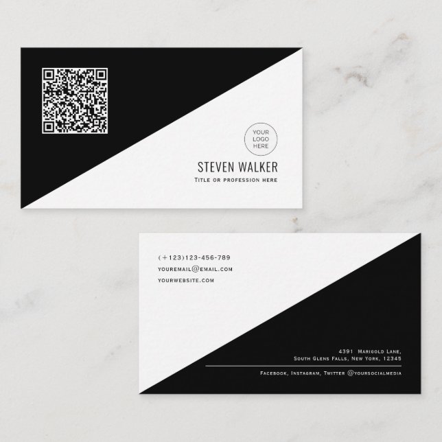 QR code Modern Minimalist Clean Corporate Business Card (Front/Back)