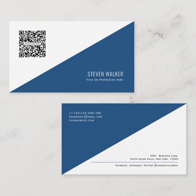 QR code Modern Minimalist Clean Professional Busin Business Card (Front/Back)