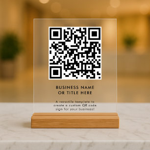 QR Code Modern Minimalist Clean Simple Acrylic Sign