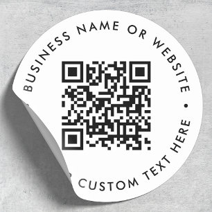 QR Code Modern Minimalist Clean Simple White Classic Round Sticker