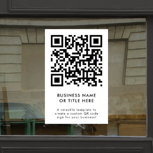 QR Code   Modern Minimalist Clean Simple White Window Cling