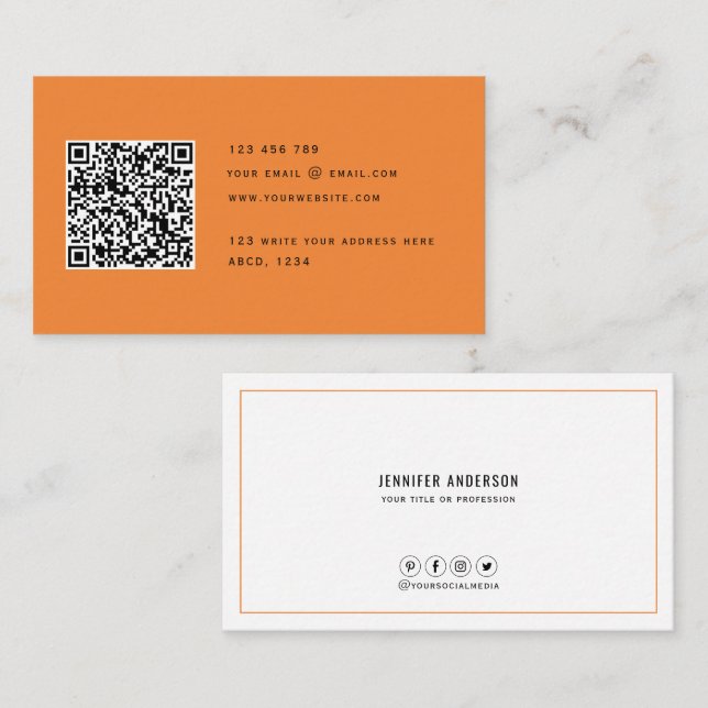 QR code Modern Minimalist Elegant Clean Simple  Bu Business Card (Front/Back)