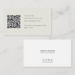 QR code Modern Minimalist Elegant Clean Simple Bu Business Card