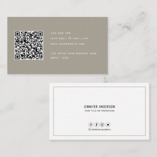 QR code Modern Minimalist Elegant Clean Simple Bu Business Card