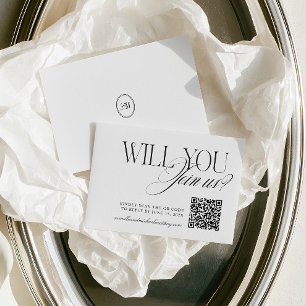 QR Code Modern Minimalist Wedding RSVP Card
