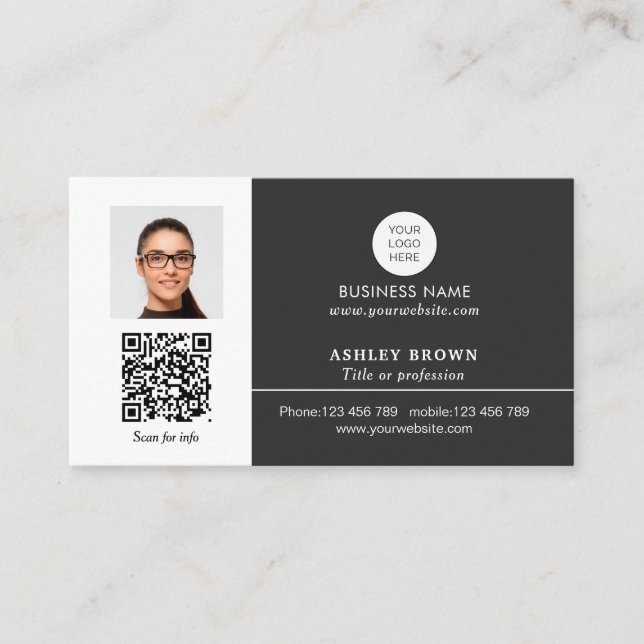 QR code modern networking realtor photo Business C Business Card (Front)