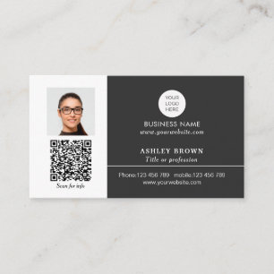 QR code modern networking realtor photo Business C Card
