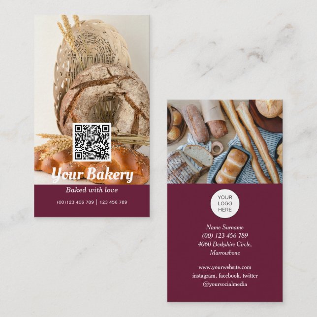 QR code Modern photo bakery Business Card (Front/Back)