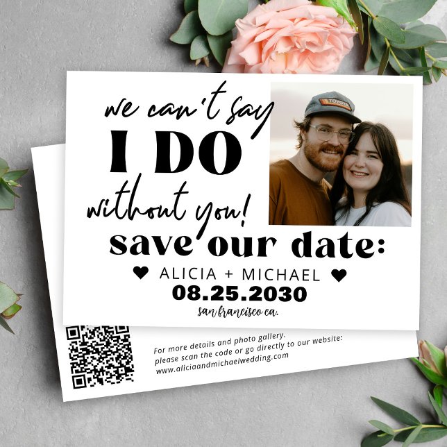QR code modern photo funny casual wedding Save The Date (Creator Uploaded)