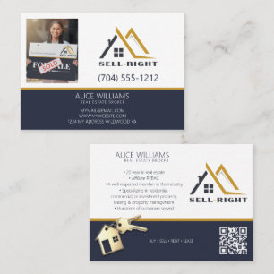 QR Code Modern Photo Professional Realtor Broker Business Card