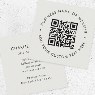 QR Code   Modern Professional Silver Grey Square Business Card