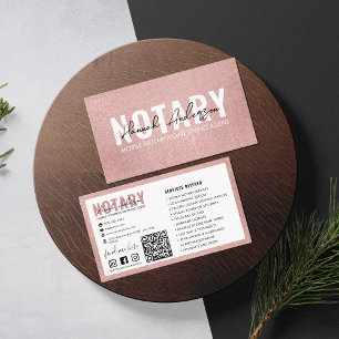 QR Code Modern Rose Gold Mobile Notary Public Business Card